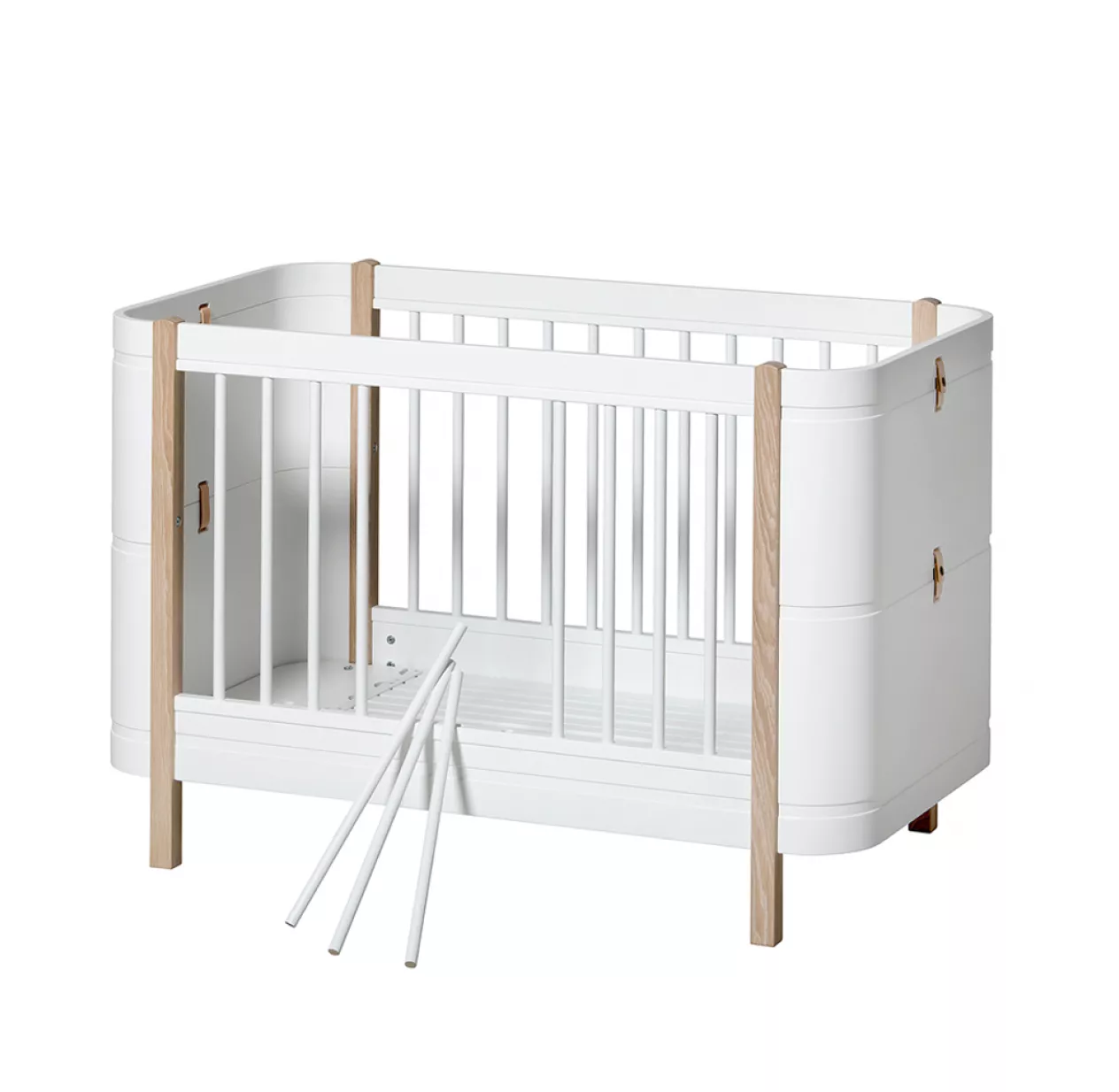 Lit Bébé évolutif 5 En 1 Mini+ Wood - Blanc/Chêne 5 Lit Bébé évolutif 5 En 1 Mini+ Wood - Blanc/Chêne – Image 3