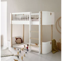 Lit Junior Mezzanine Mi-haut Mini+ Wood - Blanc -Enfant Fournitures Boutique 041448 lit mezzanine junior wood mini blanc oliver furniture 4 1264x1234