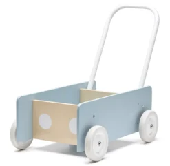 Kid's Concept Chariot Poussette En Bois - Bleu Gris