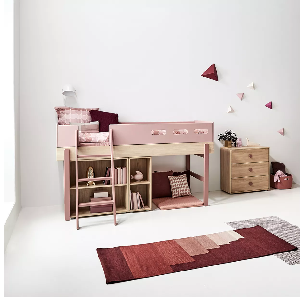 Lit Enfant Mi-hauteur échelle Inclinée Popsicle - Chêne/Cherry 9 Lit Enfant Mi-hauteur échelle Inclinée Popsicle - Chêne/Cherry – Image 7