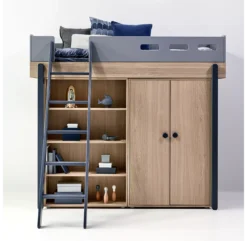 Lit Mezzanine échelle Inclinée Popsicle - Chêne/Blueberry -Enfant Fournitures Boutique 80 24502 32 lit mezzanine echelle blueberry popsicle flexa 3 1264x1234