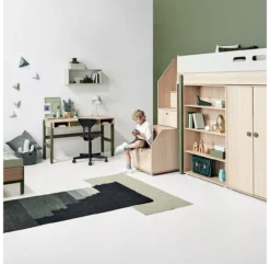 Lit Mezzanine Escalier Popsicle - Chêne/Kiwi -Enfant Fournitures Boutique 90 10766 31 lit mezzanine escalier kiwi popsicle flexa 5 1264x1234