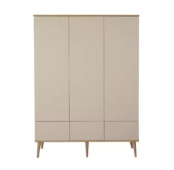 Armoire 3 Portes Flow XL - Argile / Chêne