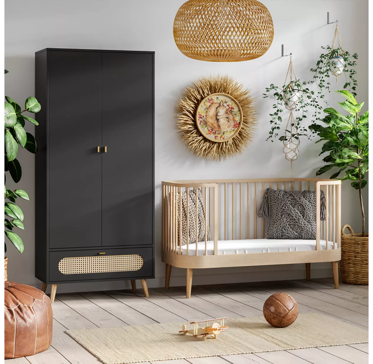 VOX Armoire 2 Portes Canne - Noir 4 VOX Armoire 2 Portes Canne - Noir – Image 2