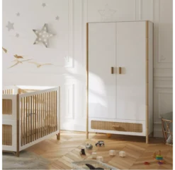 Armoire En Cèdre Et Rotin Océania - Blanc -Enfant Fournitures Boutique armoire enfant oceania theo rotin 2 1264x1234