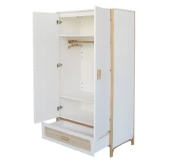 Armoire En Cèdre Et Rotin Océania - Blanc -Enfant Fournitures Boutique armoire enfant oceania theo rotin 5 1264x1234