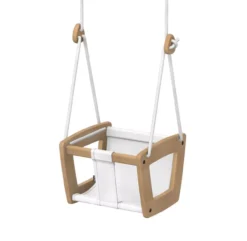 Balançoire Bébé Et Junior Cuir Blanc - Chêne