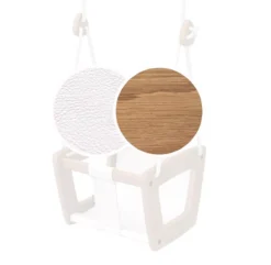 Balançoire Bébé Et Junior Cuir Blanc - Chêne -Enfant Fournitures Boutique balancoire bebe lillagunga cuir blanc chene 6 1264x1234