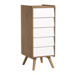VOX Chiffonnier 5 Tiroirs Vintage - Chêne/Blanc