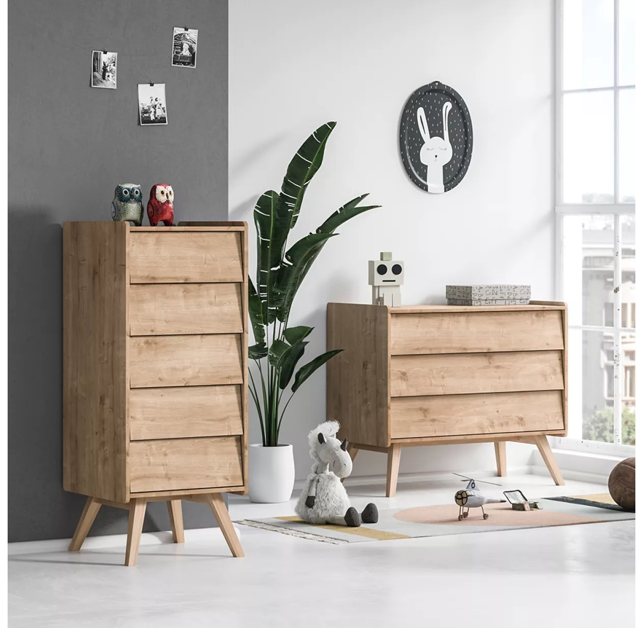 VOX Chiffonnier 5 Tiroirs Vintage - Chêne 4 VOX Chiffonnier 5 Tiroirs Vintage - Chêne – Image 2