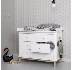 Commode Avec Grand Plan à Langer Wood - Chêne / Blanc -Enfant Fournitures Boutique commande grand plan a langer 041365 blanc chene oliver furniture 8 1264x1234