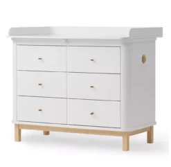 Commode Avec Grand Plan à Langer Wood - Chêne / Blanc -Enfant Fournitures Boutique commode a langer 6 tiroirs grand plan wood chene oliver furniture 3 1264x1234