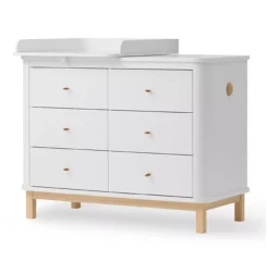 Commode Avec Petit Plan à Langer Wood - Chêne / Blanc -Enfant Fournitures Boutique commode a langer 6 tiroirs petit plan wood chene oliver furniture 3 1264x1234