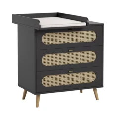 VOX Commode 3 Tiroirs à Langer Canne - Noir -Enfant Fournitures Boutique commode a langer canne vox noir 3 1264x1234