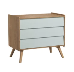 VOX Commode 3 Tiroirs à Langer Vintage - Chêne/Vert