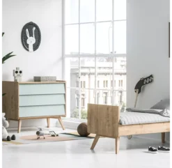 VOX Commode 3 Tiroirs à Langer Vintage - Chêne/Vert -Enfant Fournitures Boutique commode a langer vintage vert chene vox 4 1264x1234