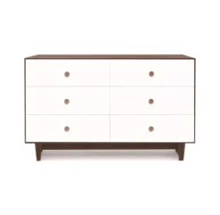 Commode Merlin Rhea 6 Tiroirs - Blanc/Noyer