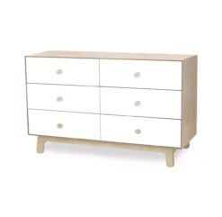 Commode Merlin Sparrow 6 Tiroirs - Blanc/Bouleau