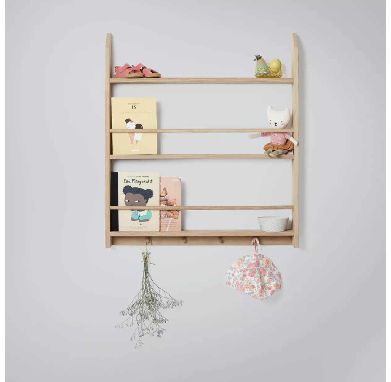 Etagère Livres Patères Plate Eli - Chêne 4 Etagère Livres Patères Plate Eli - Chêne – Image 2