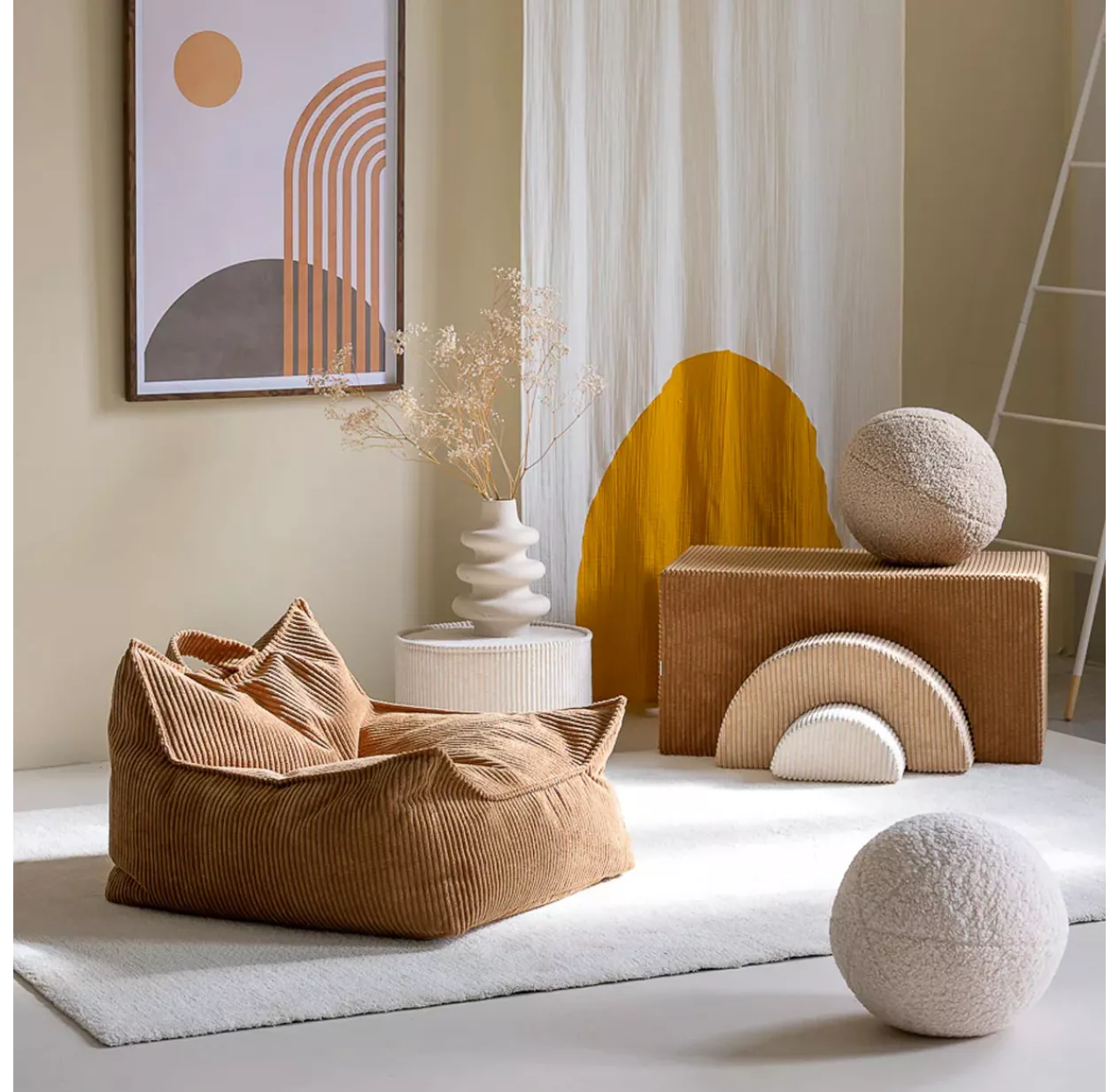 Fauteuil Pouf Ottoman En Velours Côtelé - Toffee 4 Fauteuil Pouf Ottoman En Velours Côtelé - Toffee – Image 2