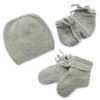 Kit De Naissance Tricoté - Gris -Enfant Fournitures Boutique kit naissance tricote celadon moon et miel 1264x1234