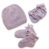 Kit De Naissance Tricoté - Mauve -Enfant Fournitures Boutique kit naissance tricote mauve moon et miel 1264x1234