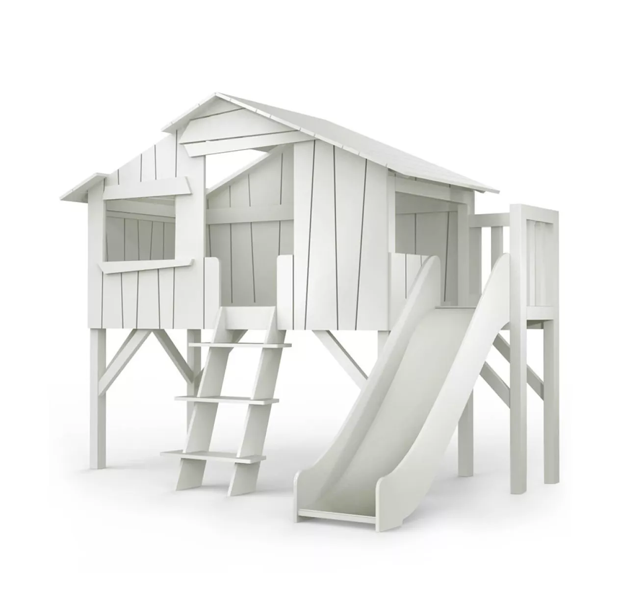 Lit Cabane Et Toboggan Plateforme - Gris Perle 3 Lit Cabane Et Toboggan Plateforme - Gris Perle
