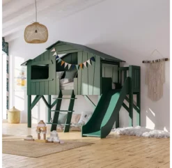 Lit Cabane Et Toboggan Plateforme - Gris Perle 6 Lit Cabane Et Toboggan Plateforme - Gris Perle -Enfant Fournitures Boutique lit cabane avec plate forme toboggan gris perle mathy by bols 3 1264x1234