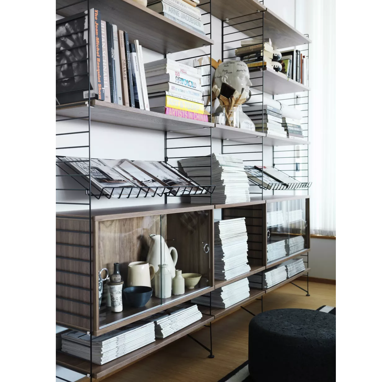 Pack 2 Portants Muraux Au Sol 200 X 30 Cm - Noir 4 Pack 2 Portants Muraux Au Sol 200 X 30 Cm - Noir – Image 2