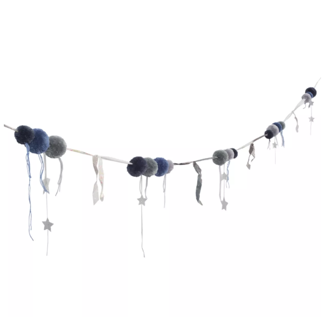 Guirlande De Pompons En Laine - Bleu 4 Guirlande De Pompons En Laine - Bleu – Image 2