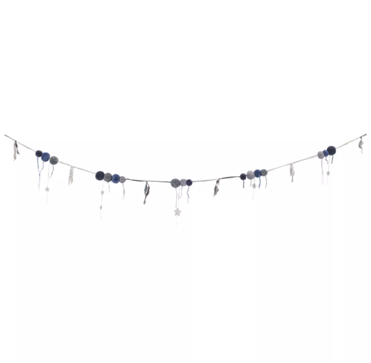 Guirlande De Pompons En Laine - Bleu 3 Guirlande De Pompons En Laine - Bleu