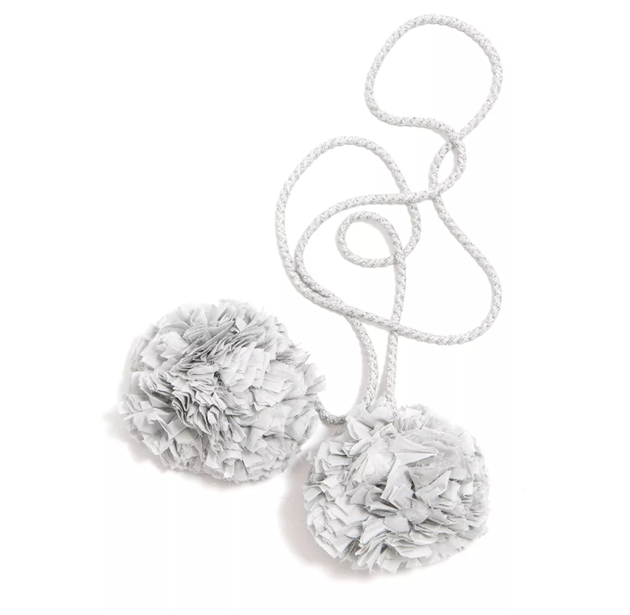 Pompons Voile De Coton M - Gris/Argent 3 Pompons Voile De Coton M - Gris/Argent