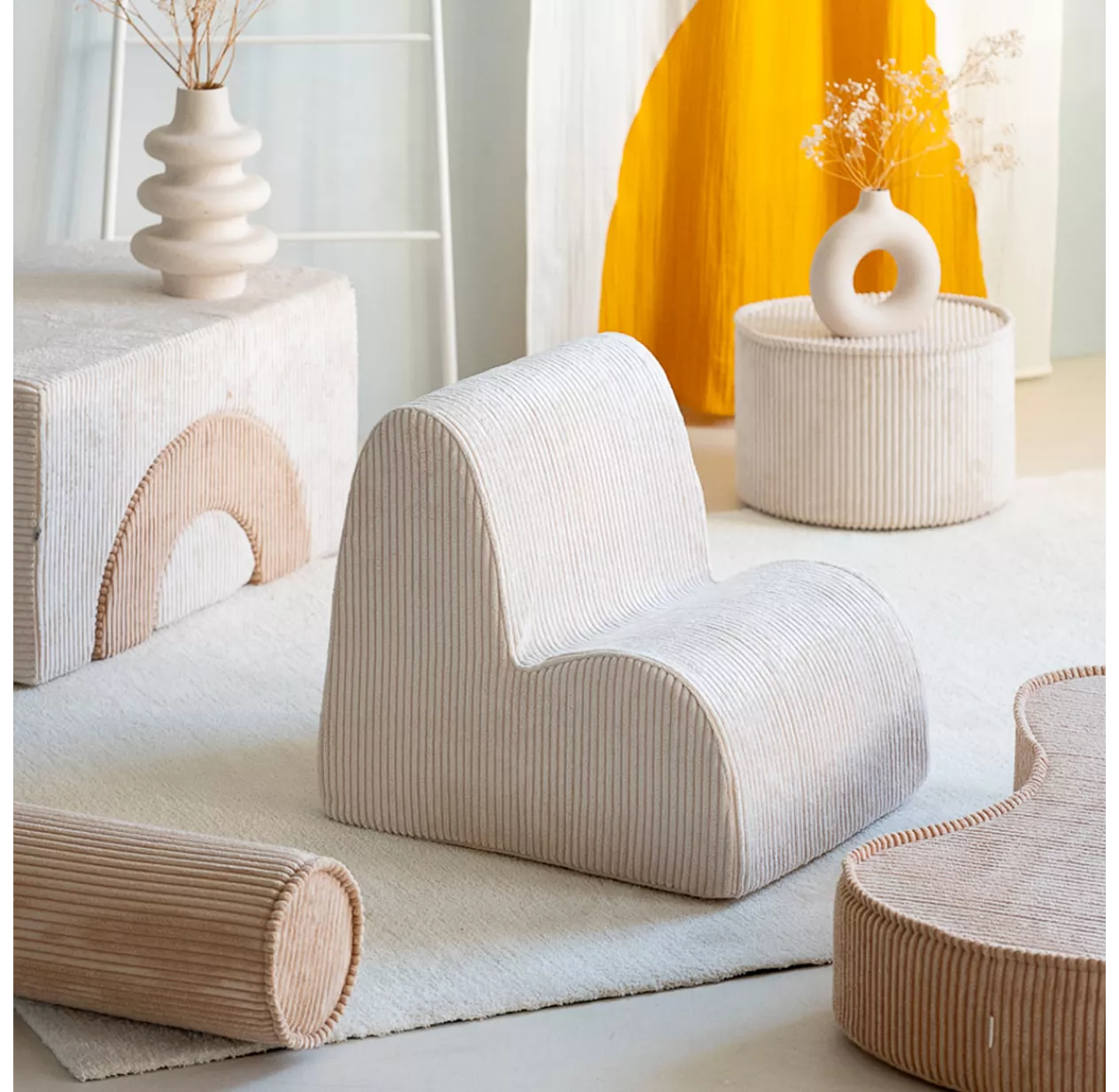 Pouf En Velours Côtelé - Ecru 5 Pouf En Velours Côtelé - Ecru – Image 3