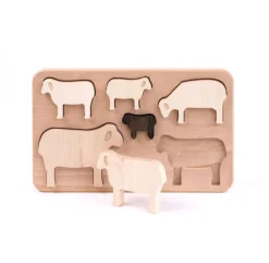 Puzzle à Formes Moutons En Bois