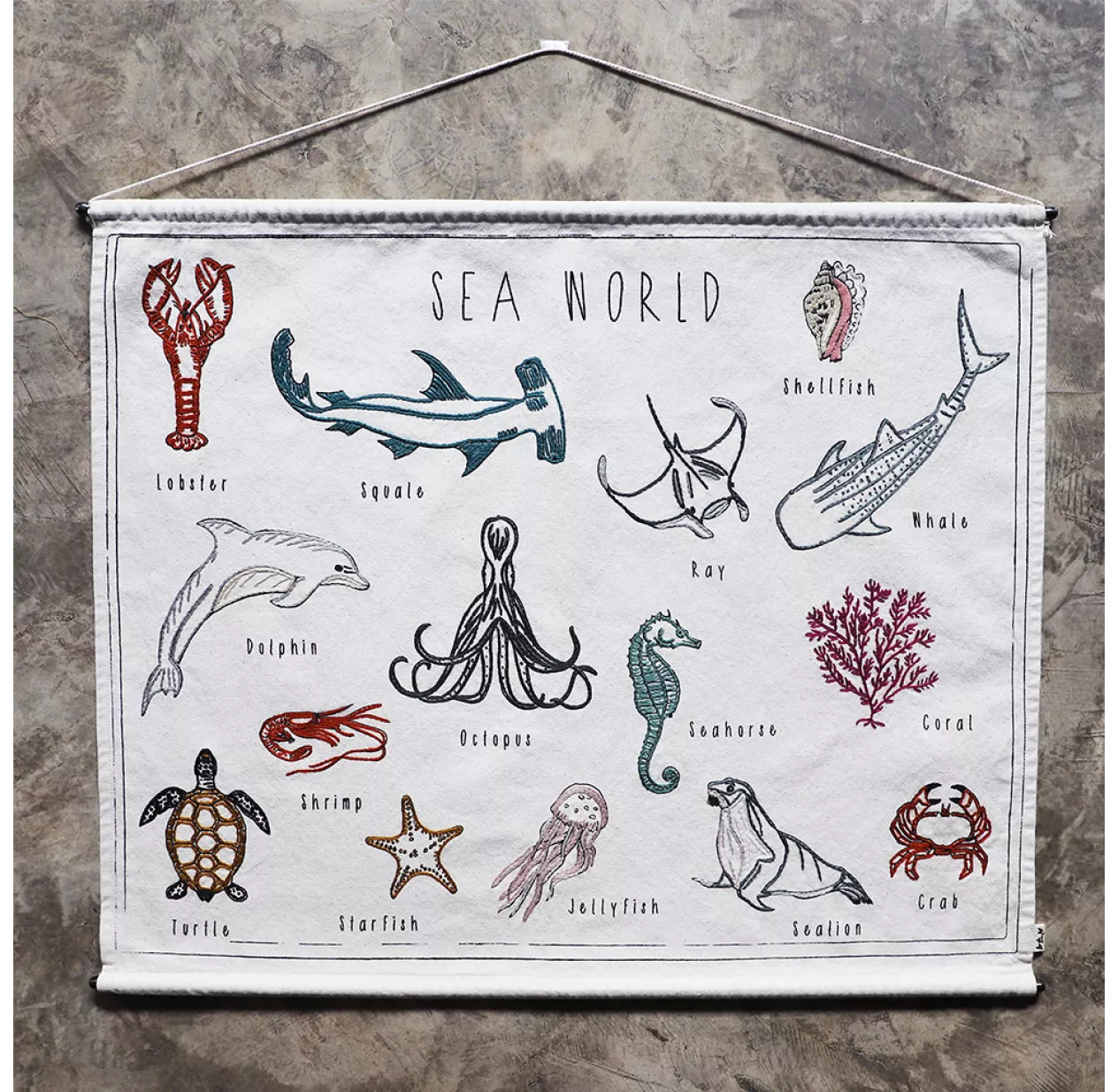 School Poster Brodé - Animaux Marins 4 School Poster Brodé - Animaux Marins – Image 2