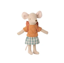 Maileg Souris Cycliste Grande Soeur Et Son Cartable - Rose