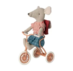Maileg Tricycle Miniature Et Son Abri - Corail -Enfant Fournitures Boutique tricycle souris corail abri maileg 3 1264x1234